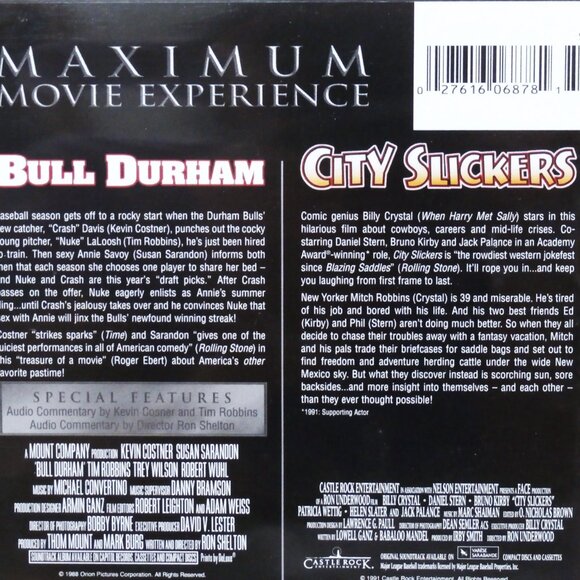 Double Feature BULL DURHAM & CITY SLICKERS DVD 2-Disc Set, Kevin Costner, Susan - Picture 3 of 5